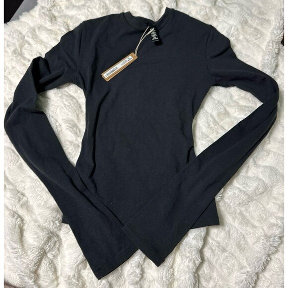NWT Skims Cotton Jersey Long Sleeve in Soot XXS - Picture 4 of 5